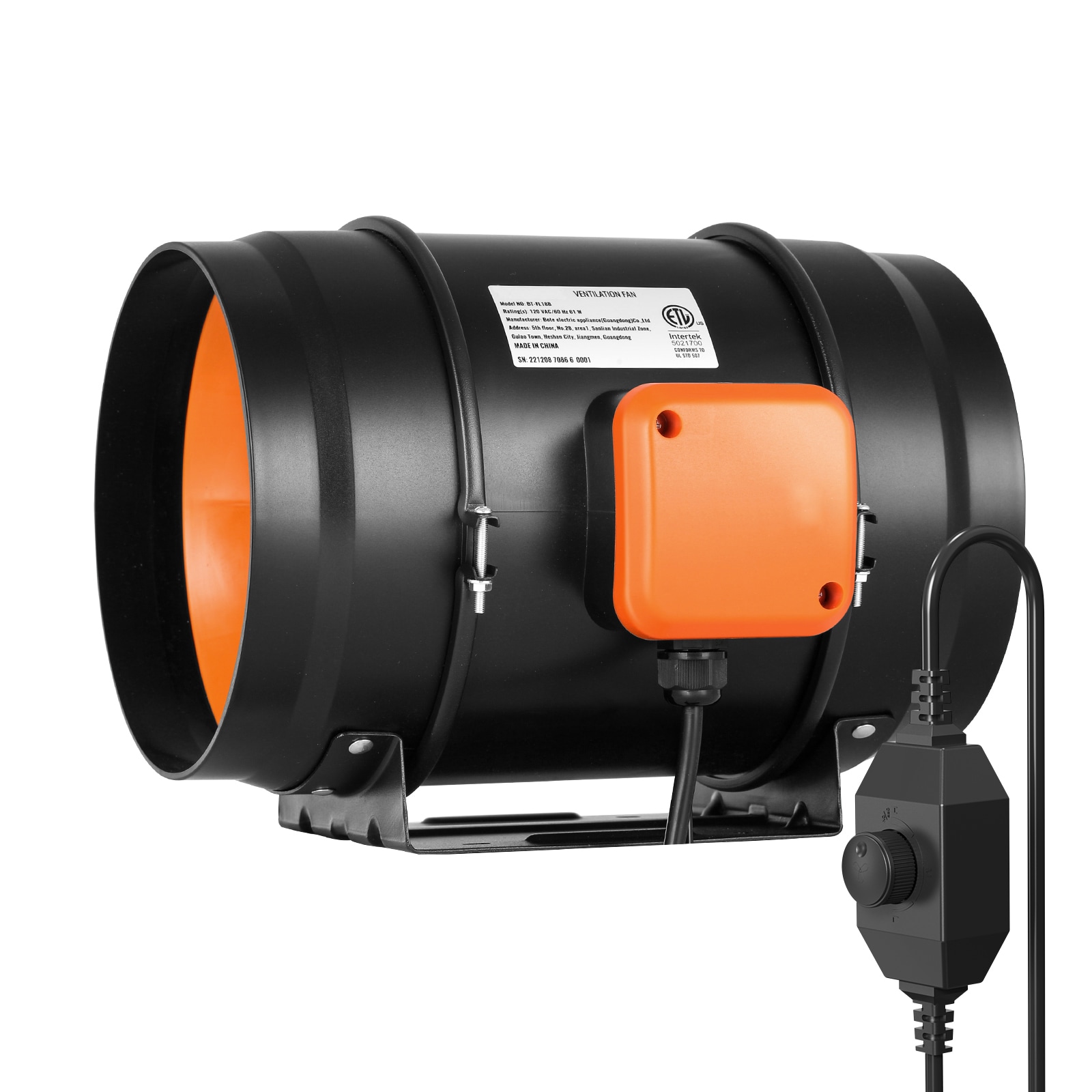 8 Inch Inline Duct Fan HVAC Exhaust Blower Kit AC Variable Speed Control_voghion.com